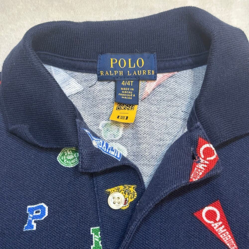 Polo Pennant-Print Cotton Mesh Polo Sz 4T - Picture 3 of 7
